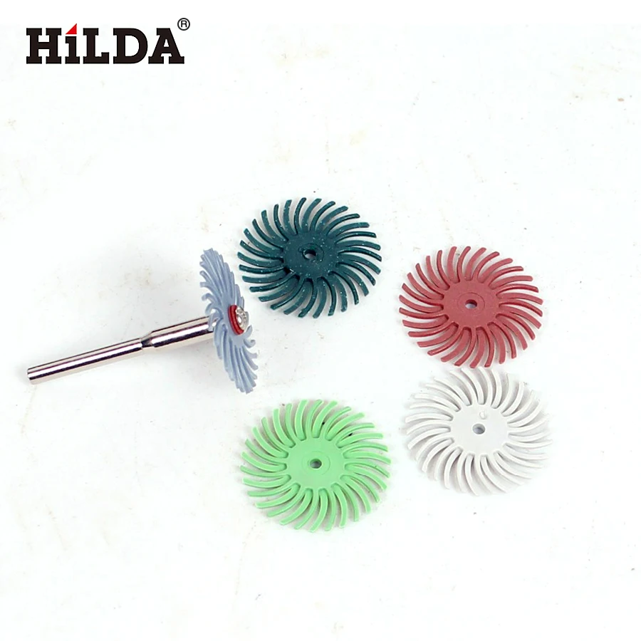  HILDA 6pcs Detail Abrasive Brush Mixed Grit Coarse Dremel Accessories Disc for Woodworking