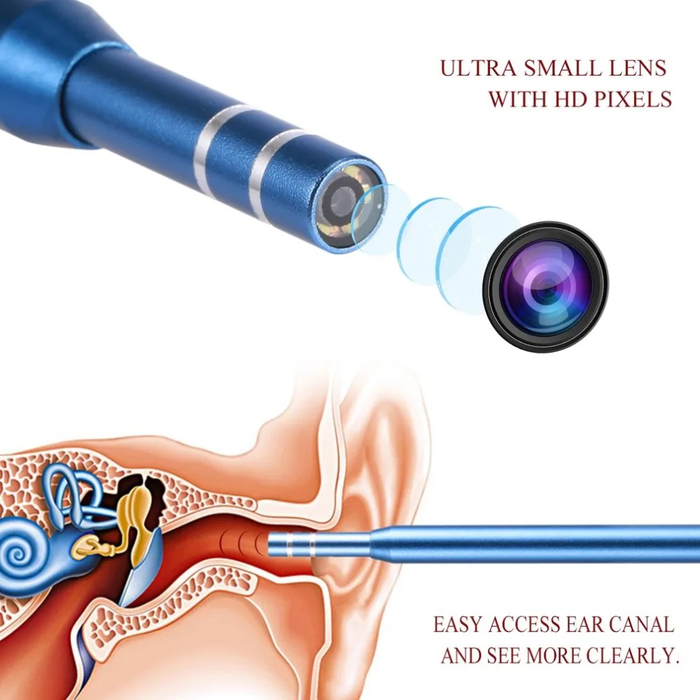 

3 in 1 Ear Cleaning Endoscope High Definition Visual Earpick Ear Spoon Mini Camera Ear Cleaner Health Care USB Tool Medical Home