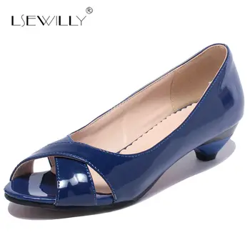 

Lsewilly Peep Toe Sandalias Mujer 2018 Summer Shallow Concise Ladies Work Shoes Cut Outs Patent Leather Casual Shoes S331