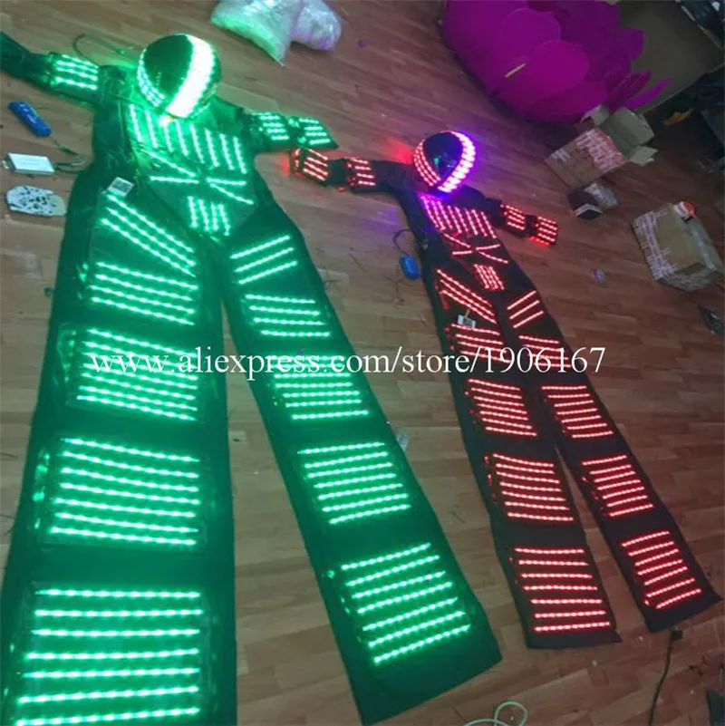 RGB Flashing LED Costume LED Stilts Walker Light suits LED Robot suits Kryoman robot david guetta robot with Helmet01