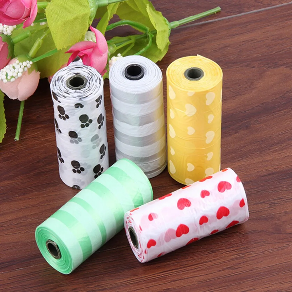 

1Roll=15PCS hot selling Degradable Pet Dog Waste Poop Bag With Printing Doggy Bag