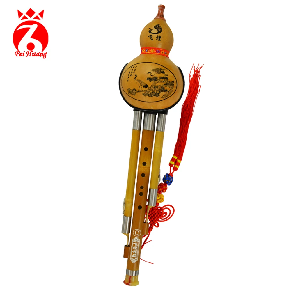 

Chinese Hulusi Yunnan Traditional Instrument Natural Gourd Cucurbit Flute Musical Instrument Bamboo Instrument Key C Bb Tone F05