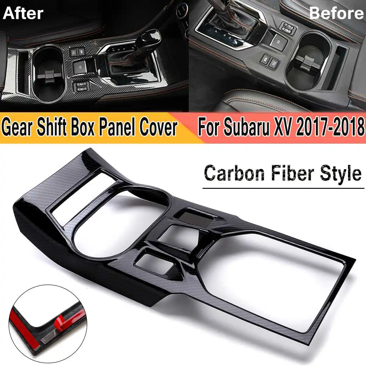 Carbon Fiber Style ABS Interior Gear Shift font b Box b font Panel Overlay Cover Trim