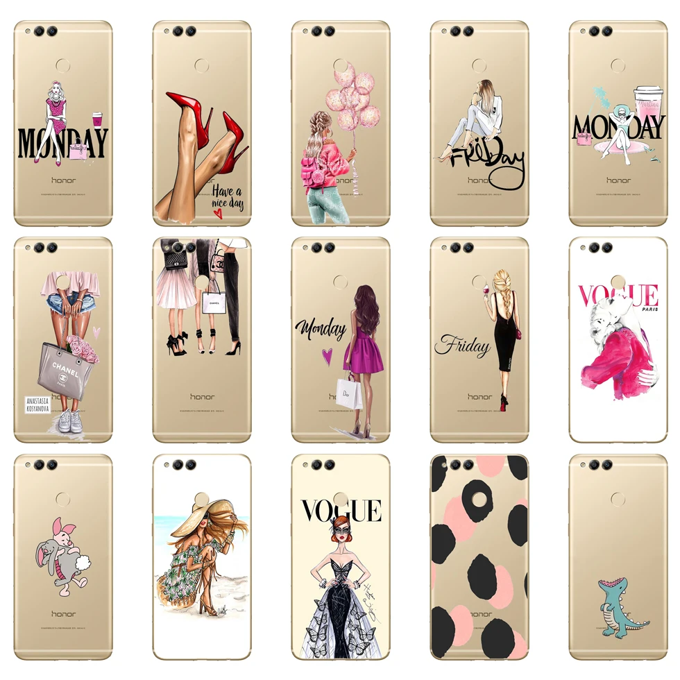 

11SX Soft TPU Honor 7X Case Cover Drawing Painted 5.93" Huawei Honor 7X Case Phone Back Protective Silicone Case Honor 7