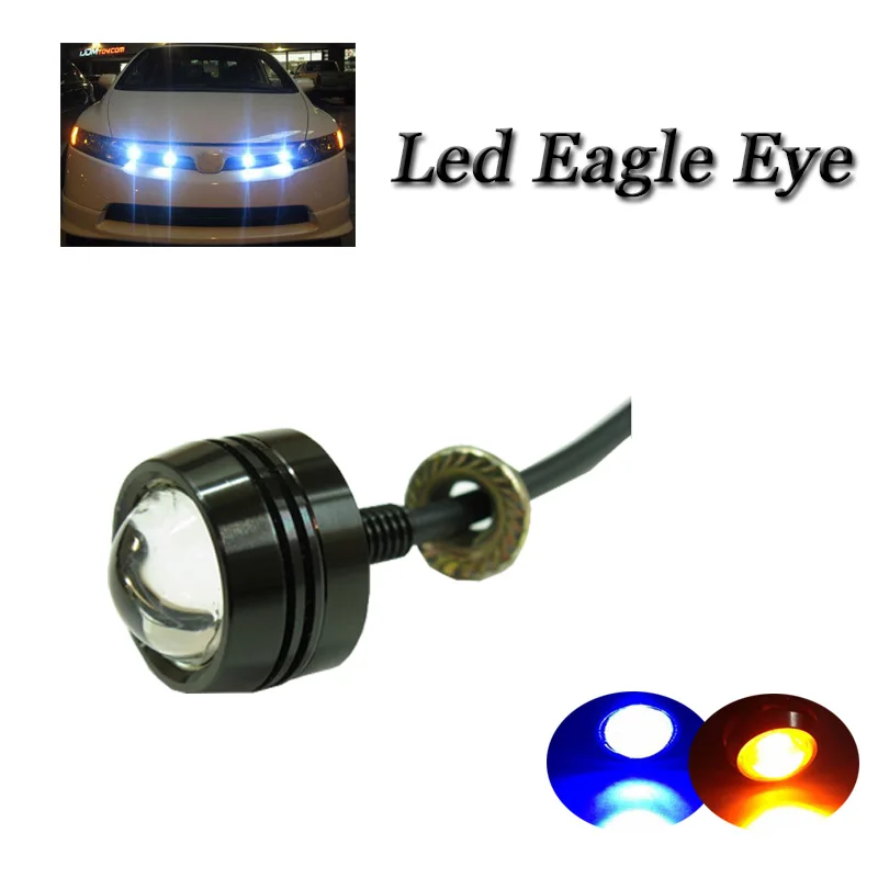

1pc Universal fit 3w led eagle eye light White Yellow Red Green Blue car front daytime running light auto eagle eyes headlight