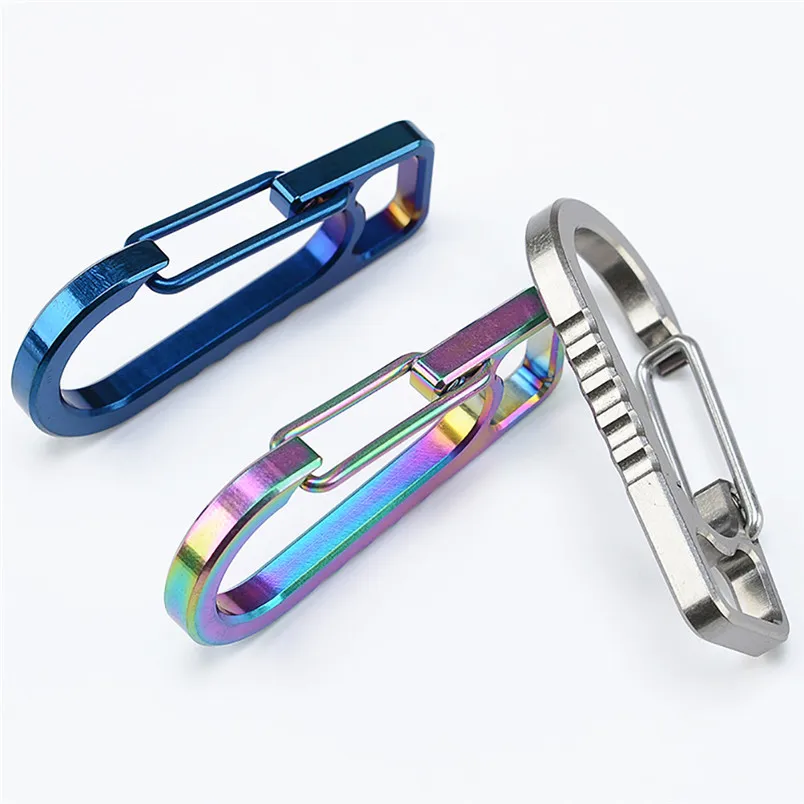 1pcs Titanium Alloy Carabiner Key Chain Keychain Clip Hook Outdoor Climb Buckle Climbing Accessories Outdoor Tool #3n16 (4)