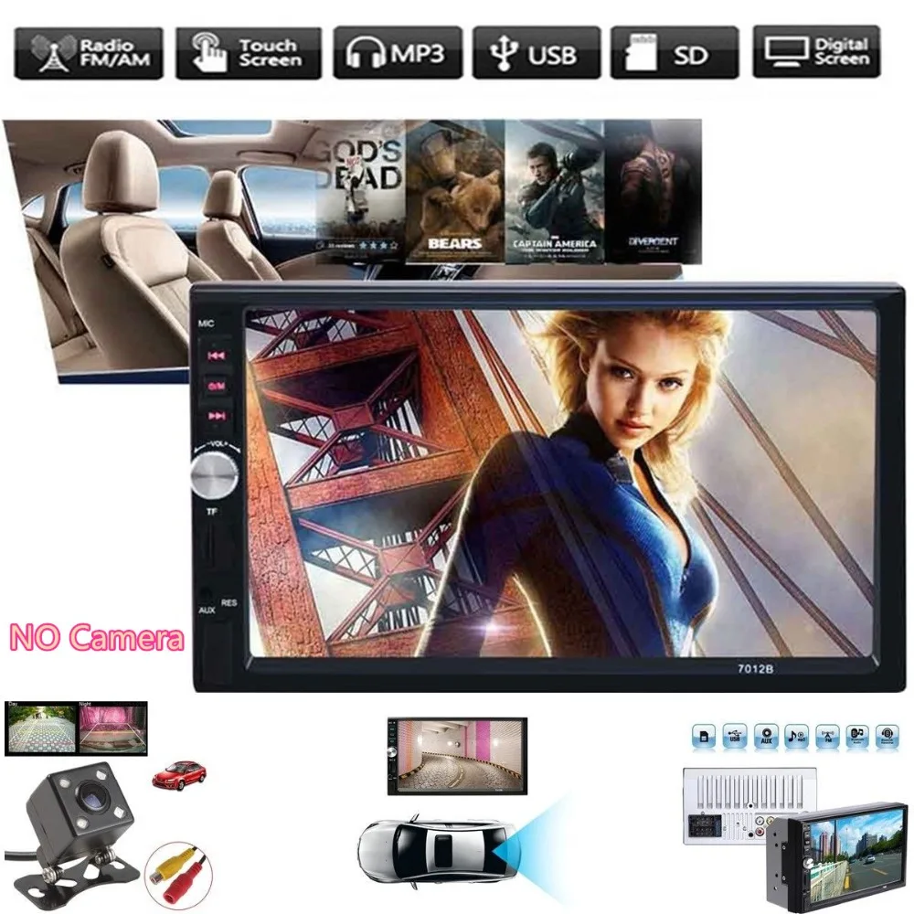 

7012B 7" Double Din MP5 Player Touch Screen Car Audio Stereo Receiver FM Radio Bluetooth MP3 Player Support TF Without Camera