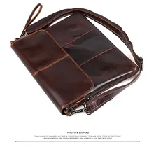 2016 new design luxury quality wax oil genuine leather men briefcase bags, men casual genuine leather shoulder messenger bag