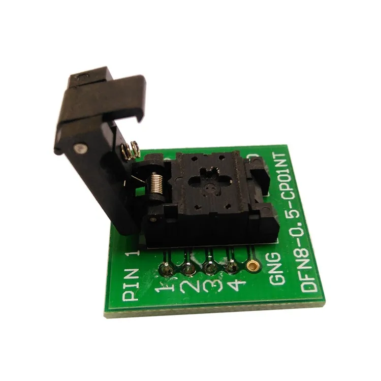 

QFN8 DFN8 WSON8 Programming Socket Pogo Pin Probe Adapter Pin Pitch 0.5mm IC Body Size 2x3mm Clamshell Test Socket Programmer