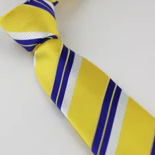 Мужские галстуки для костюма дизайн желтый с Королевский синий/белый диагональные полосы шейный платок, тонкий галстук 7 см платье рубашки Свадьба Галстук
