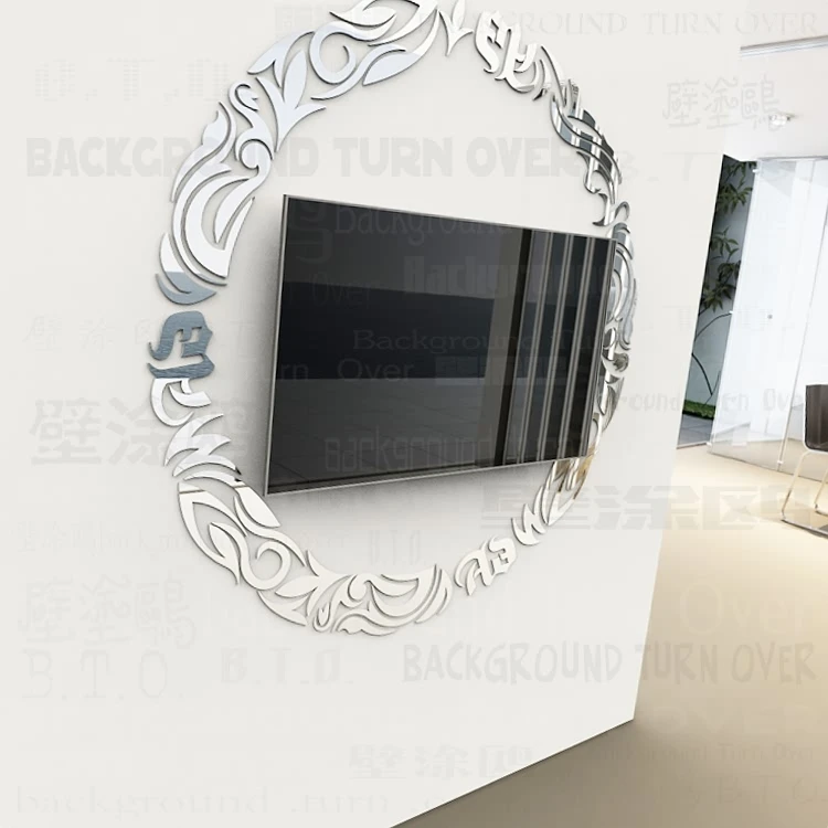 Waliicorners Mirror Wall Stickers Room Decoration Decor Bedroom Sticker House Living Round Circle Totem Garland Wreath Border Frame R074 7 aeProduct.getSubject()