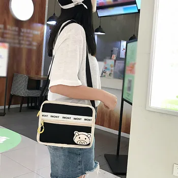 

Ladies outdoor simple contrast color diagonal bag student canvas zipper shoulder bag Messenger bag bolsa feminina