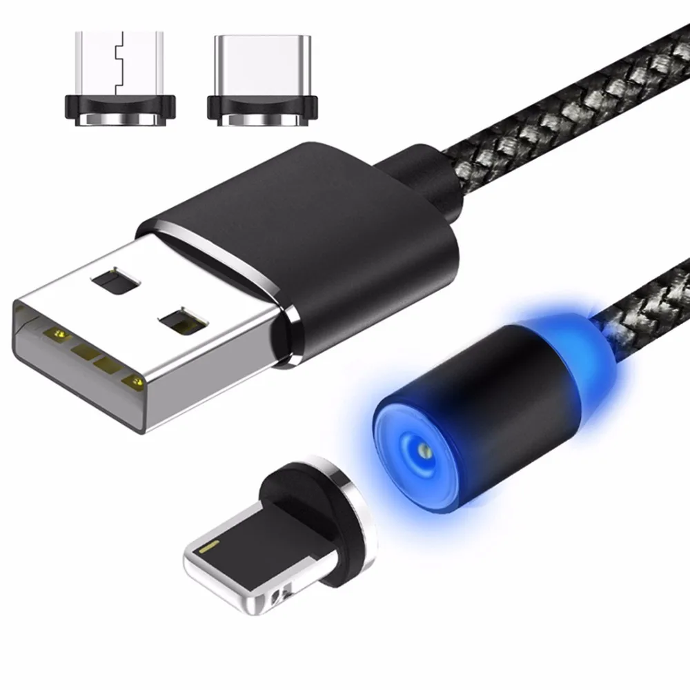 Магнитный кабель для быстрой зарядки Micro usb type C для iPhone, samsung/Xiaomi USB-C, магнитный кабель для передачи данных, шнур для зарядки 1 м 2 м