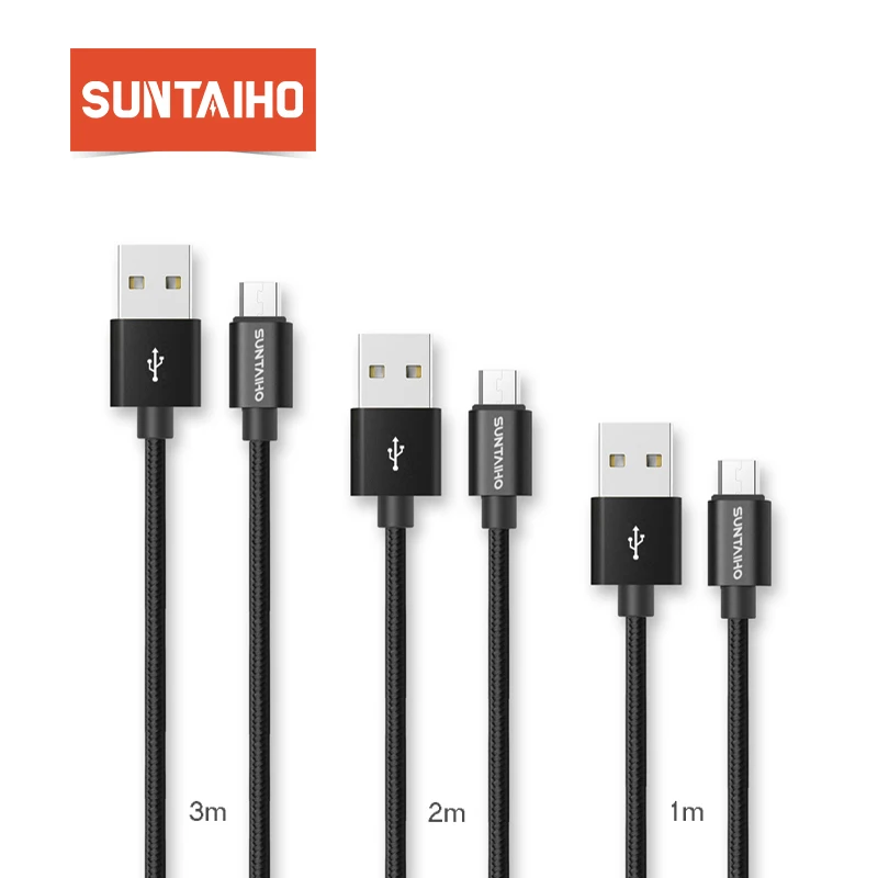 Suntaiho Micro USB кабель [3-Pack] 1 м/2 м/3 м нейлоновая металлическая оплетка USB зарядное устройство кабель передачи данных для быстрой зарядки для Xiaomi htc samsung