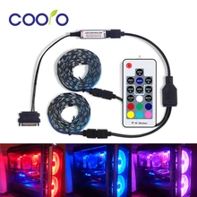 SMD 5050 DC12V RGB Светодиодная лента гибкий светильник 60 Светодиодный s/m комплект из 2 предметов для ПК чехол для компьютера с интерфейсом SATA+ кабель от 1 до 2