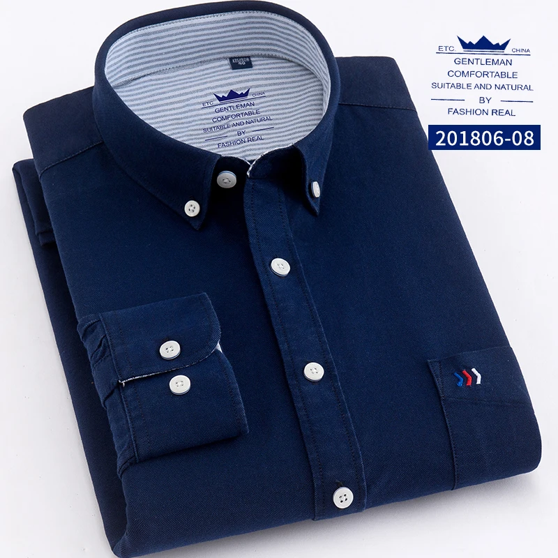 Хлопок, Оксфордские мужские рубашки с длинным рукавом, облегающие, 5XL, мужские Рубашки, Топы, мужские рубашки в полоску, мужские рубашки в клетку, Camisa Social - Цвет: 1806 08 navy blue