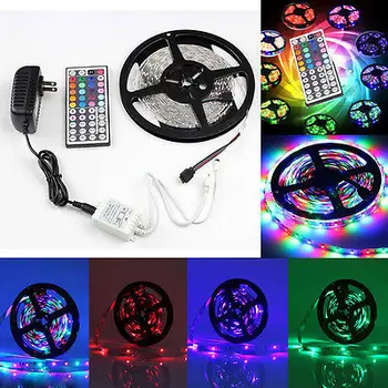 

RGB LED Strip 5M 300Led 3528 SMD 44Key IR Remote Controller 12V 2A Power Adapter Flexible Light Led Tape Home Decoration Lamps