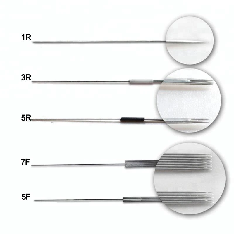 Одноразовые стерилизованные Профессиональные иглы татуировки 1/3/5/7 RL Для аппарат в виде ручки для татуажа бровей Перманентный макияж комплект пму иглы 1R