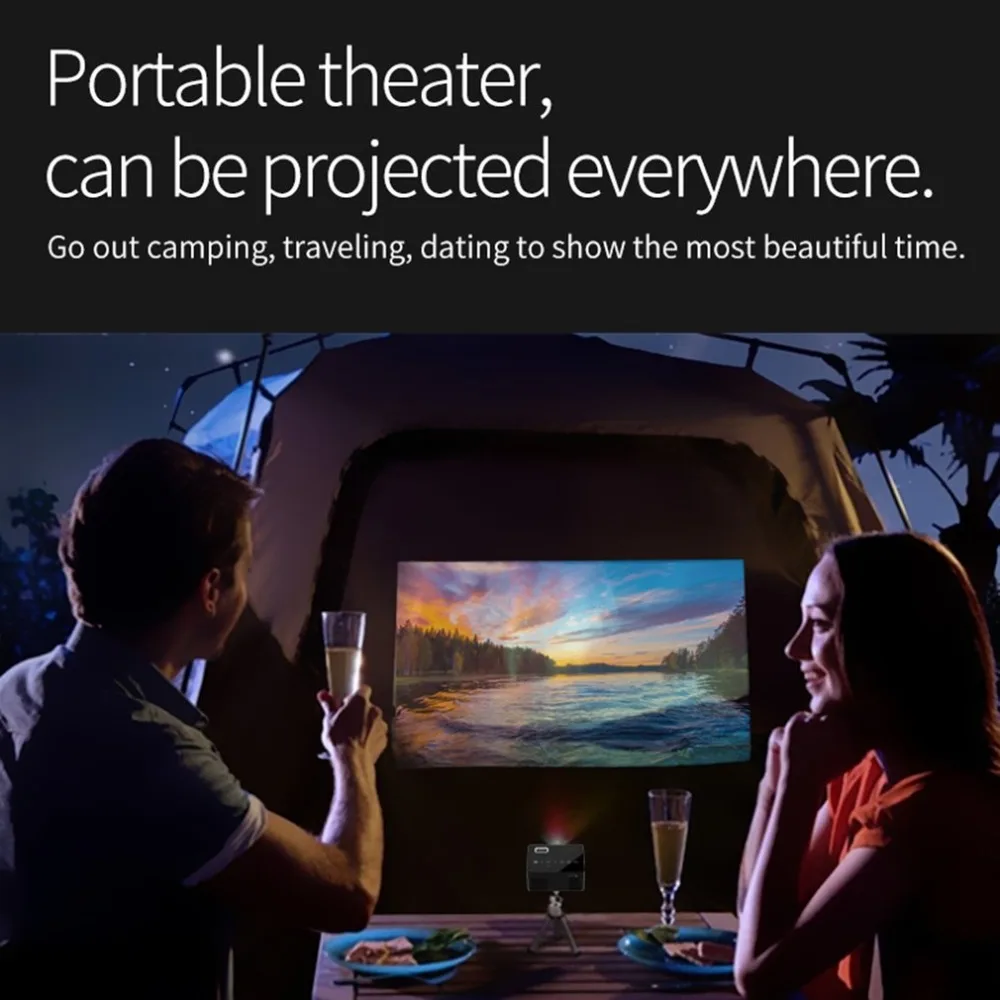 T200 البسيطة مايكرو LED سينما المحمولة فيديو HD USB HDMI العارض للمنزل مسرح قصيرة التركيز تصميم T200 نقل شاشة