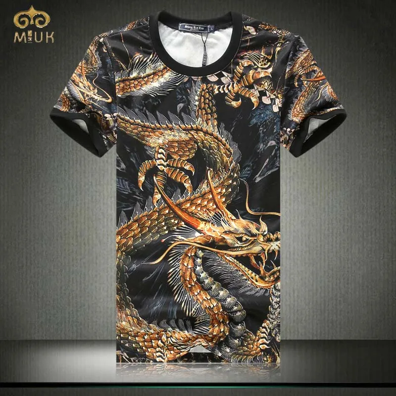 MIUK Large Size 3D Dragon Print Men T Shirt M~5XL Fashion O Neck ...