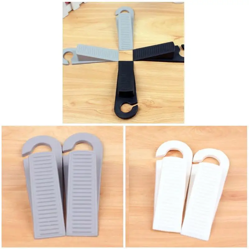 2pcs Door Wedge Shaped Rubber Doors Stopper Doorstops Floor Kids Safety Guard Finger Protect with Hook FJ88