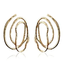 Винтажный Золотой цвет, полые круглые спиральный гвоздик, серьги для женщин, вечерние ювелирные изделия, Необычные геометрические массивные серьги, минималистичные