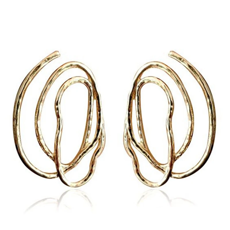 

Vintage Gold Color Hollow Circle Spiral Stud Earrings For Women Party Jewelry Irregular Geometric Statement Earrings Minimalist