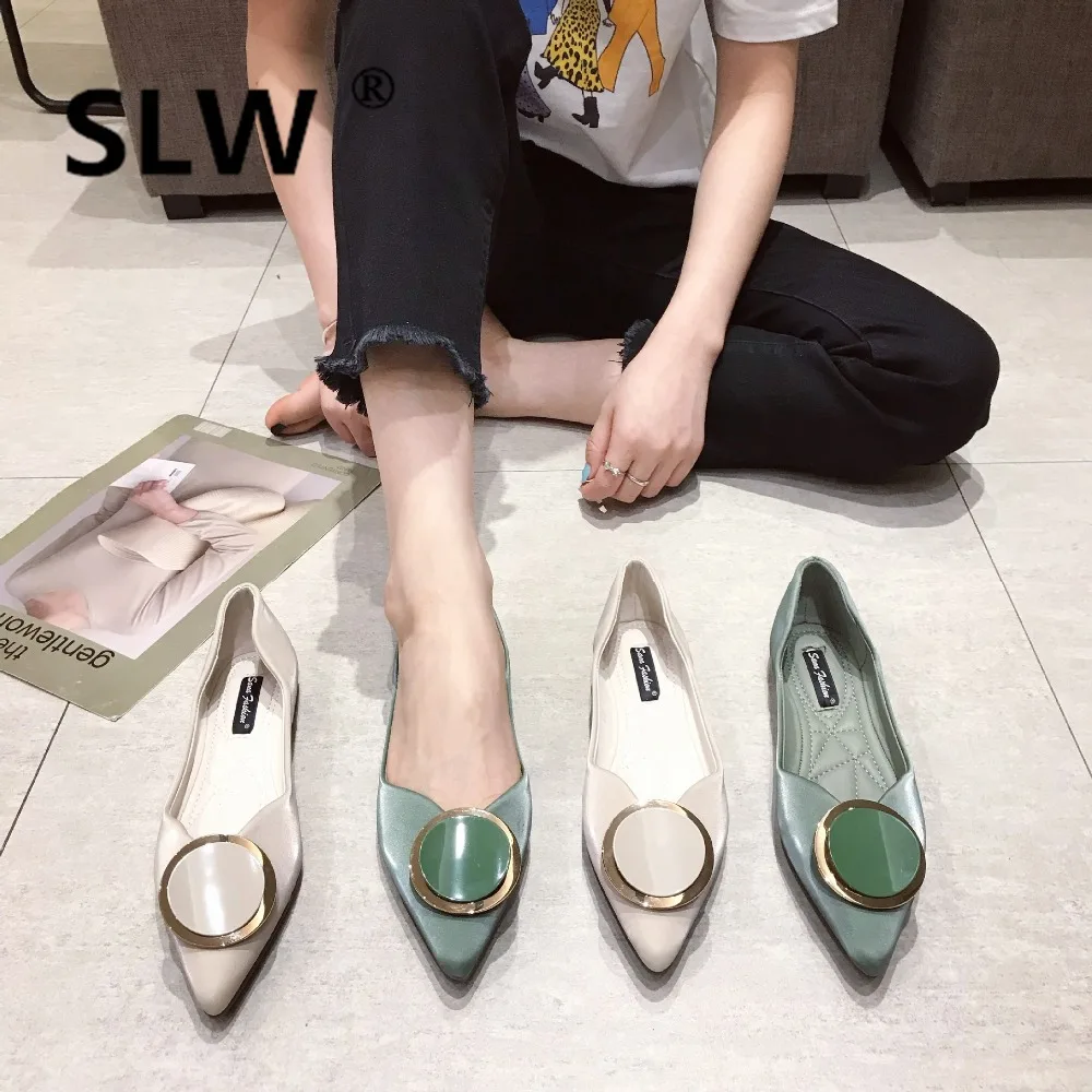 

Mixed Colors Pointed Toe Shallow Mouth Solid Casual Woman Platform Shoes 2019 Fashion Women's Autumn Flats Summer Brand New