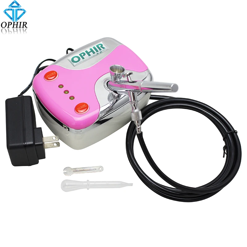 OPHIR Portable 0.2 mm Air-brush Dual-Action Airbrush Kit with Air Compressor for Makeup Face Paint