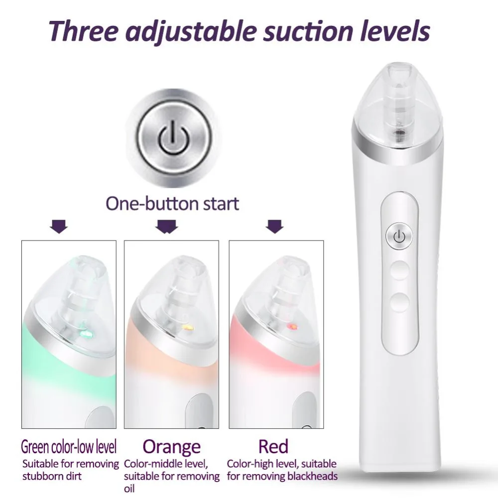 Removedor de Cravo Pore Blackhead Vácuo Aspirador Recarregável Elétrica Facial Cleaner Cravo Extractor Acne Ferramenta Comedão 10 Beleza e saúde