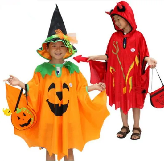 black halloween robe for children demon robe pumpkin costume for
