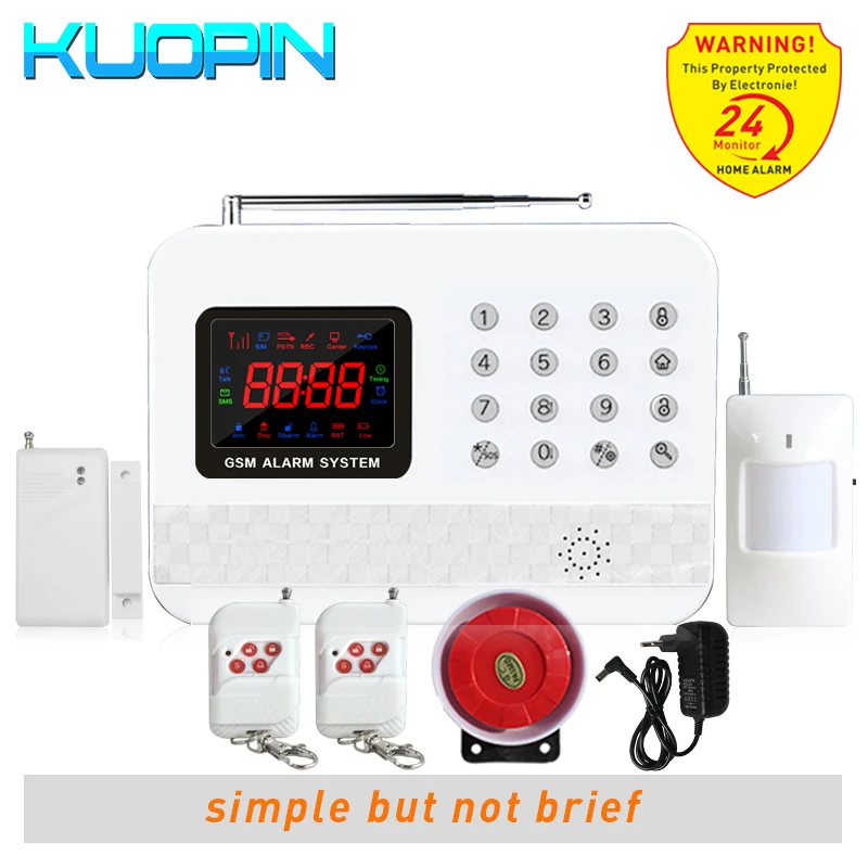 

Auto Dial/SMS Wireless GSM Alarm System Kits Digital Keyboard LED Display Voice Prompt Easy Operation Home Security Anti-theft