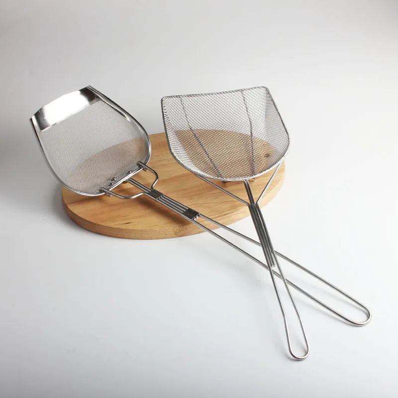 High quality stainless steel mesh strainer colander with handle oil