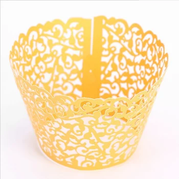 

50pcs/lot Exquisite openwork art Cupcake Wrappers Toppers For Kids Party Birthday Decoration Cake Cups