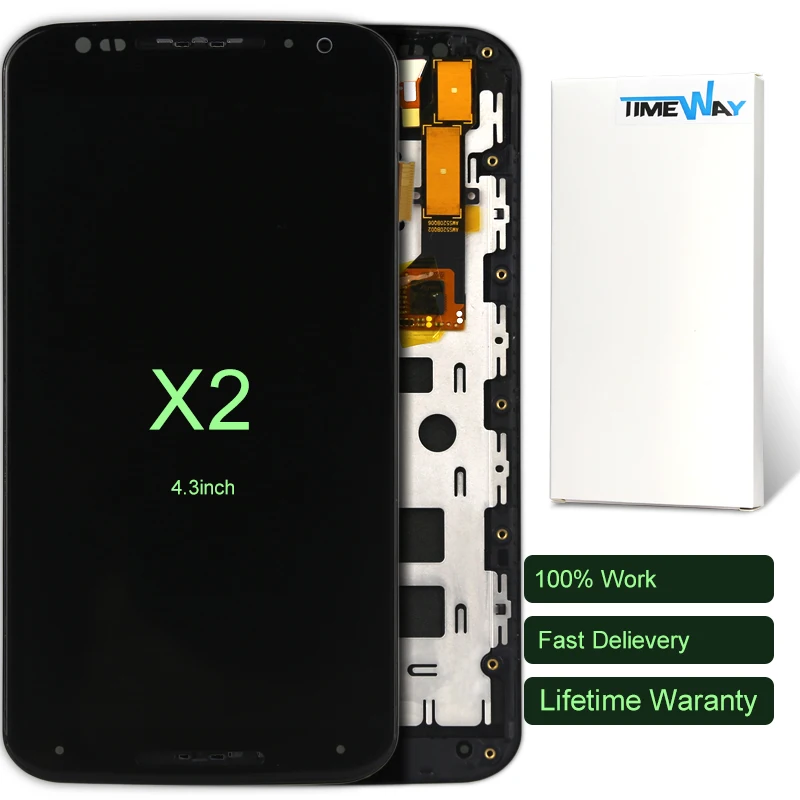 

10pcs DHL For Motorola Moto X2 LCD Display Touch Screen with Digitizer metal Frame Assembly Replacement
