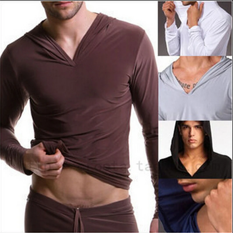 Men sleep tops full sleeve sexy mens sleep suit bathing suits sleepwear coat clothes Casual