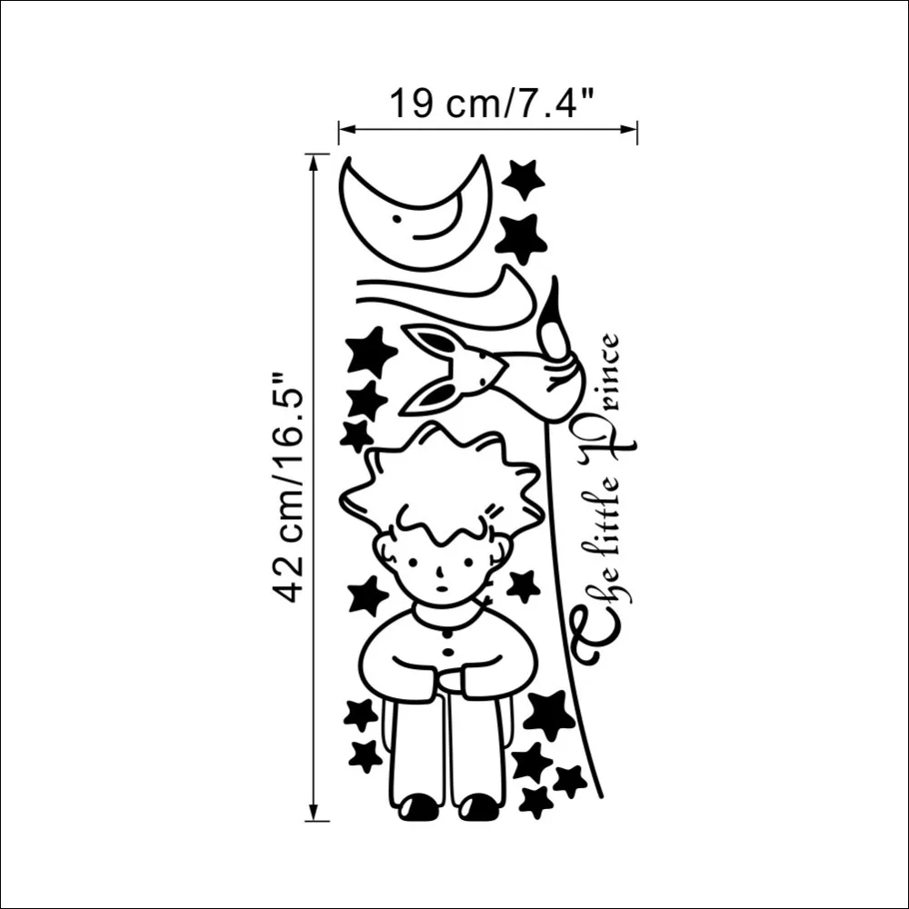 96*42 см Звезды Луна Маленький принц лиса графическая настенная виниловая детская сказка наклейки для детской комнаты nursey декор комнаты