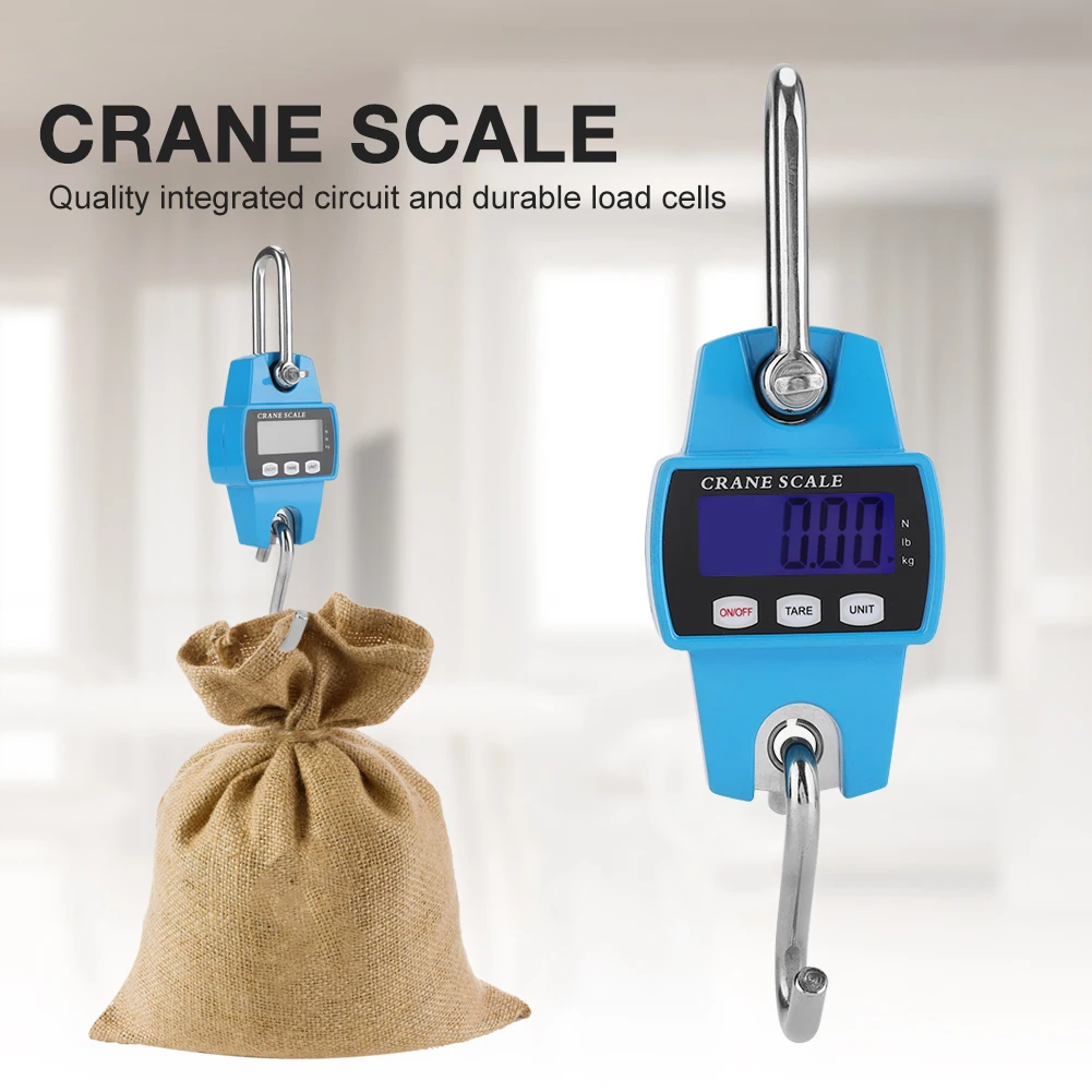 Portable Hanging Crane Scale Digital Sky Blue 300KG Hanging Crane Scale Industrial Hook Weight