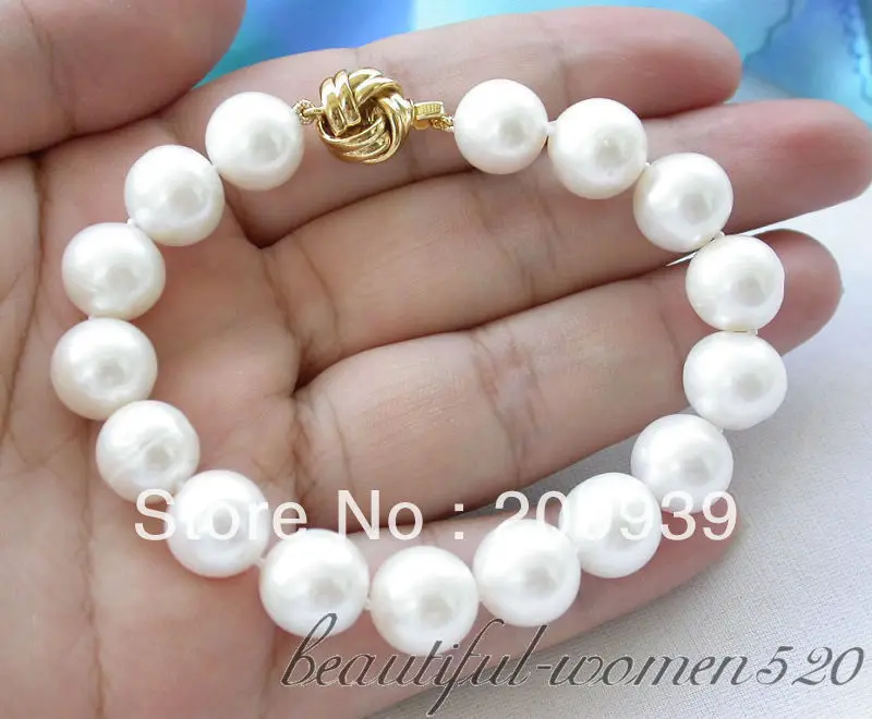 

huij 0093 A++ 8" 11-12mm white round freshwater cultured pearl bracelet