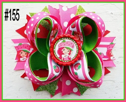 

free shipping 12pcs 4.5" Inspired Boutique Layered Hair Bow birthday hair bows girl hair clips -D