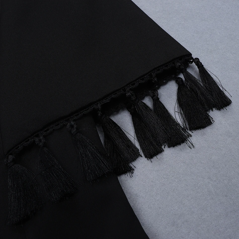Летнее новое черное двубортное платье Элегантное с глубоким v-образным вырезом с короткими рукавами и кисточками модные вечерние платья знаменитостей