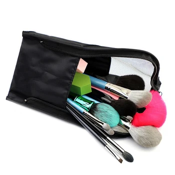 

Practical Black Mesh Zipper Cosmetic Bag Empty Make Up Tool Storage Case Travel Makeup Brush Organizer Pouch Pocket Holder Kit