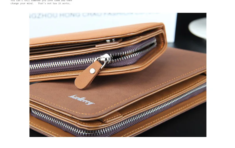Новый Бизнес Повседневное Для мужчин бумажник Длинные молнии пряжки сцепления кошельки Многофункциональные сумки стороны мобильного