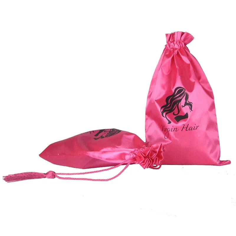 10 шт Розовый девственница волос мешок с чисткой, упаковка мешок, сумки на шнурке, наращивание волос одежды мешок