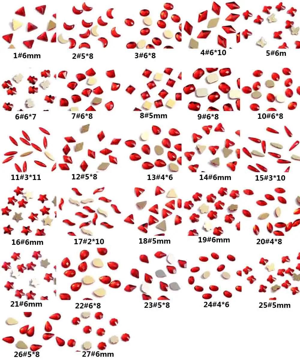 Заводская распродажа 20 шт K9 Лунная звезда плоские с оборота красные стразы Crystal steentjes voor nagels 3d украшения для ногтей украшение для салона