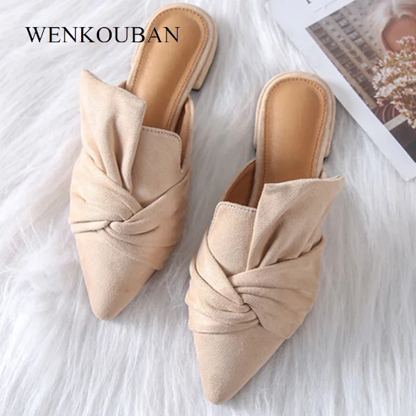 

Summer Sandals For Women Pointed Toe Flat Shoes Casual Suede Slide Sandals Flock Slippers Ladies Sandalias Zapatos Mujer 2020