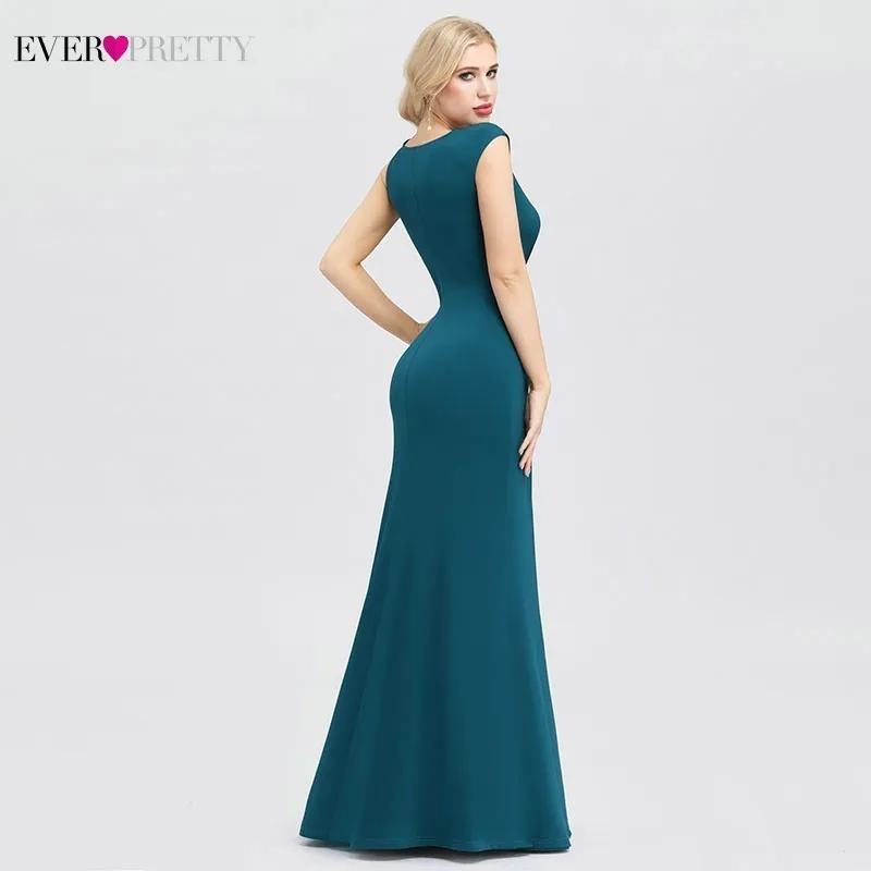 Vestidos De Gala Ever Pretty Русалка платья для выпускного вечера с длинным v-образным вырезом с рюшами без рукавов элегантные вечерние платья Gala Jurken