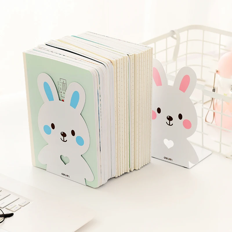 2 pcs/lset Creative animal bunny metal book stand student Gift cute Cartoon rabbit bookends baffle simple School office Supplies creative metal l bookends simple desk organizer bookcase baffle for student desk office