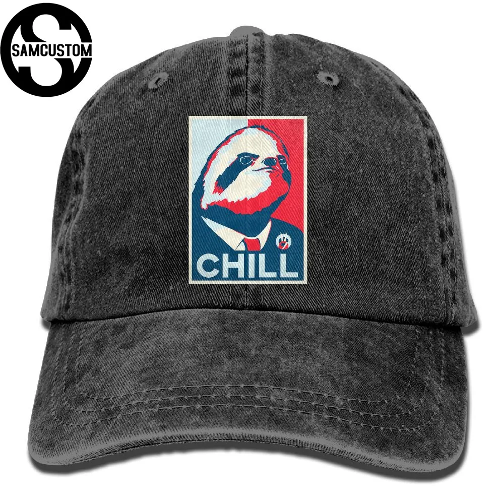 SAMCUSTOM chill sloth 3D Creative personality Washed Denim Hats Autumn Summer Men Women Golf Sunblock Hockey Caps