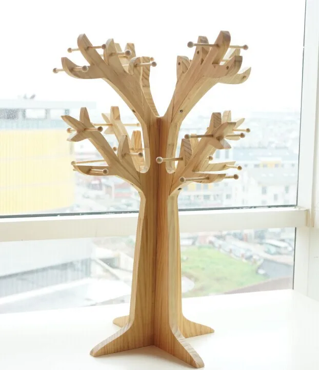 New Arrival Wooden mug tree holder coffee cup rack 56cups for cafein